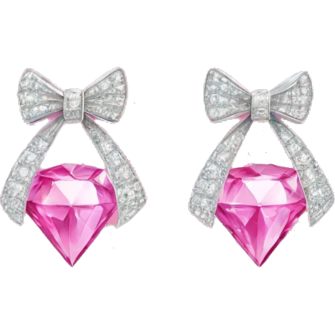 diamond earrings with a bow in pink emoji