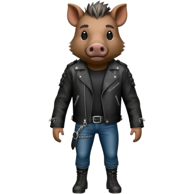 wild boar, punk hair, full body, stading, jacket emoji