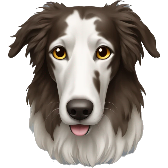 All fur dark brown borzoi dog  emoji