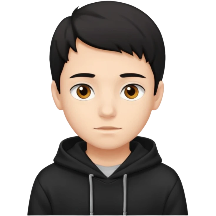 Chłopak brązowe oczy czarne włosy bluza czarna i taki bardziej żeby wyglądał na 15 latka emoji