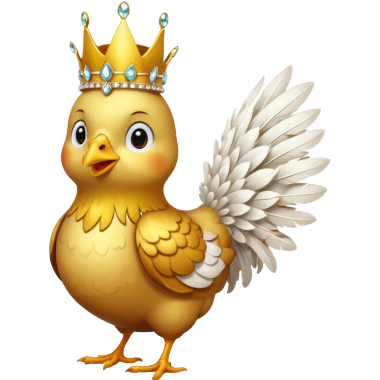 chicken King – proud golden chicken wearing a tall jeweled crown, standing emoji