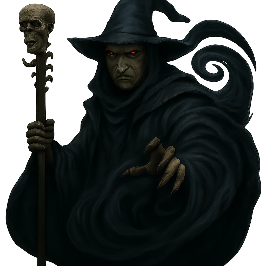 Remove the background, keep only the dark wizard character with transparent background. emoji