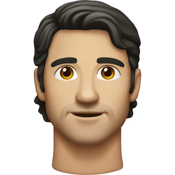 White Man with dark hair and caramel eyes. Slight stubble and Roman nose emoji