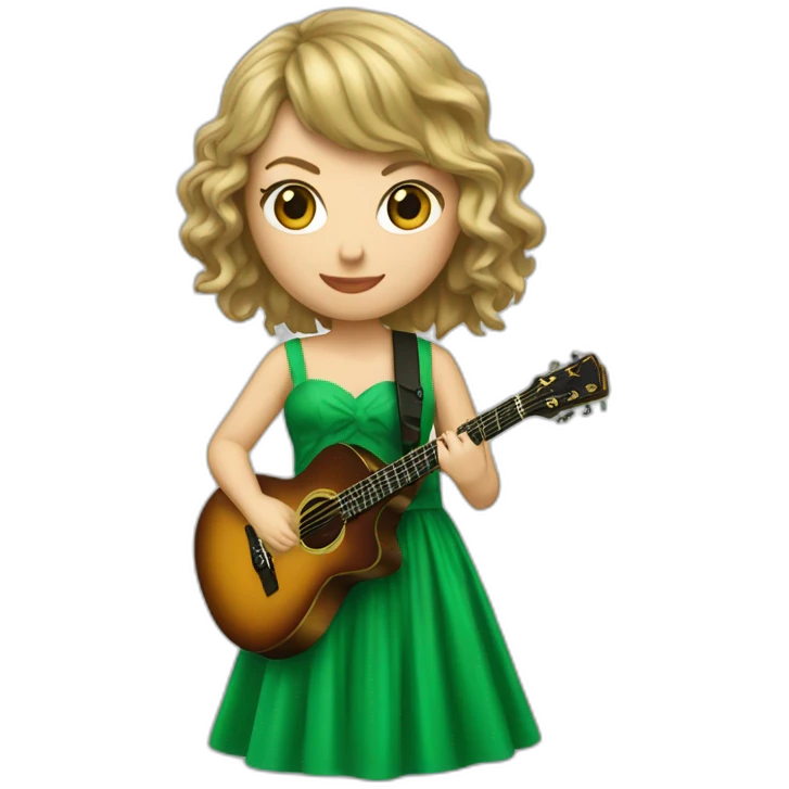 Taylor swift avec une robe vert jouant de la guitare emoji