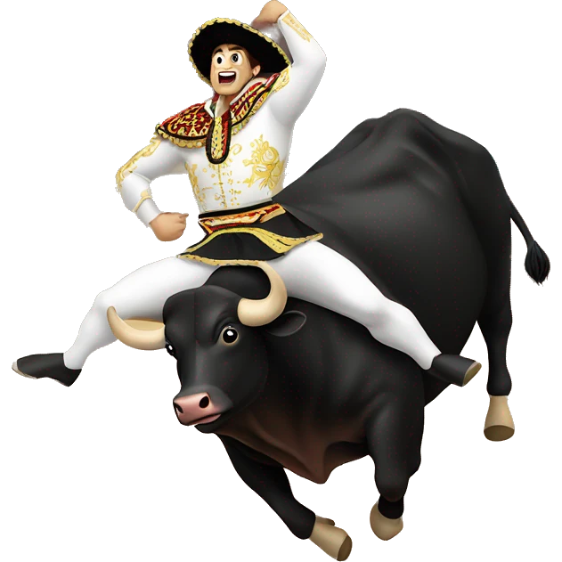 a bullfighter jumps over a bull emoji
