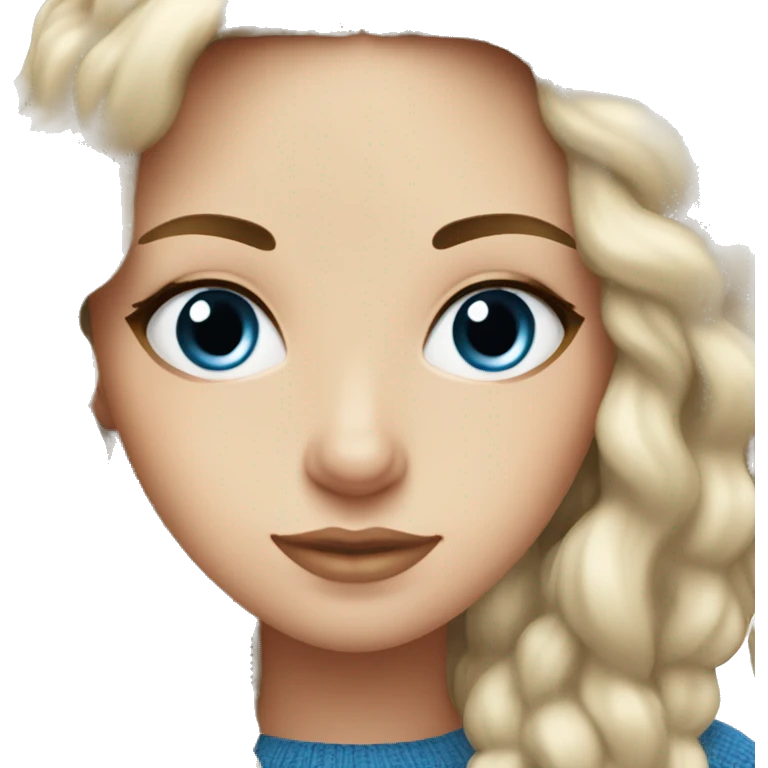 White girl with brow hair and blue eyes autumn cozy emoji