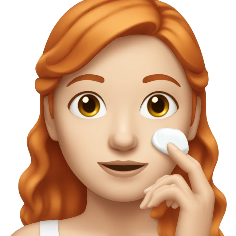 red hair white girl applying cream on face emoji