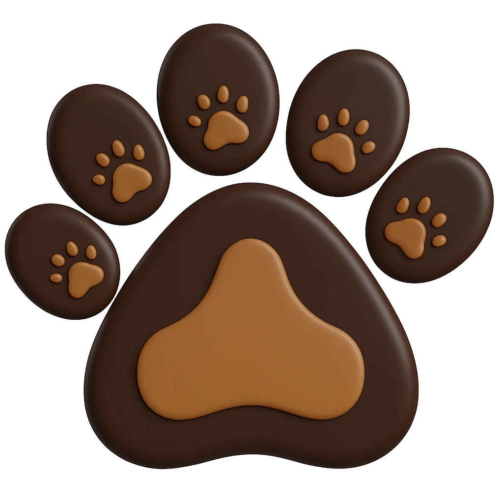 Make the paw print dark brown in microsoft style 3d fluent emojis emoji