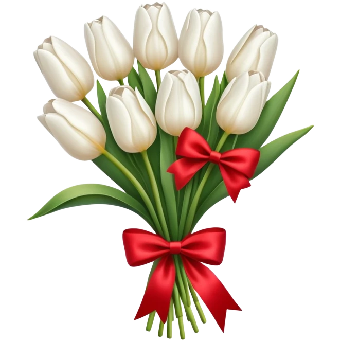 White tulip bouquet with bow emoji
