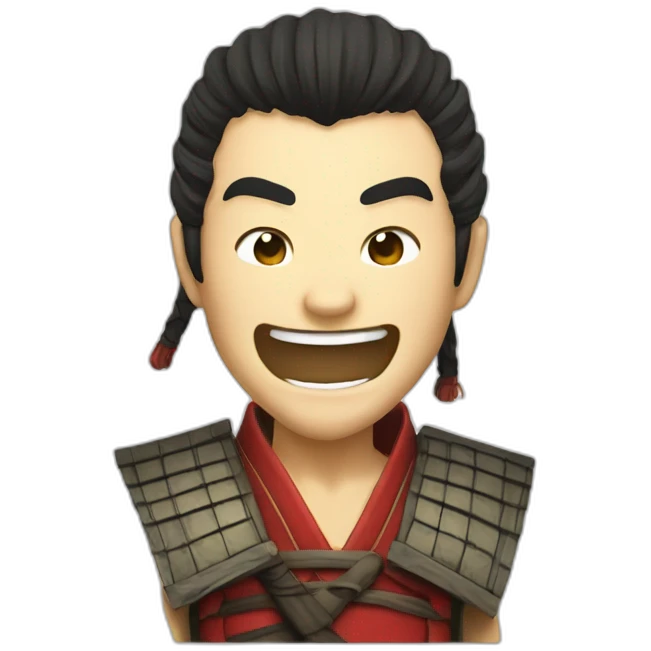 samurai manga style laughing emoji