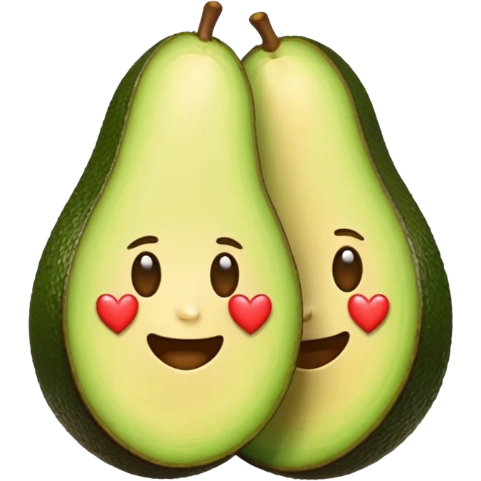 ios style emoji of two avocado halves with faces and hearts above them emoji