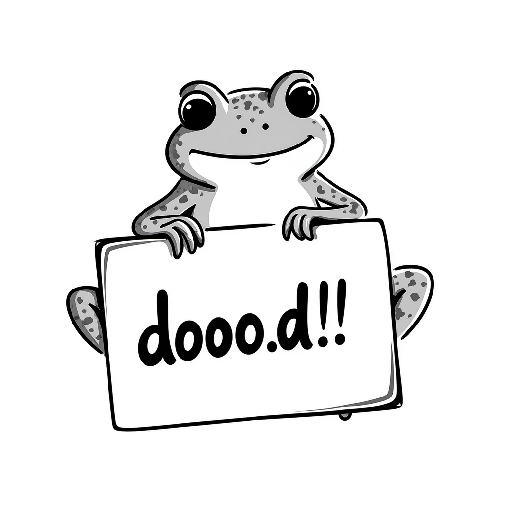 hand drawn Bufo frog holding a sign emoji