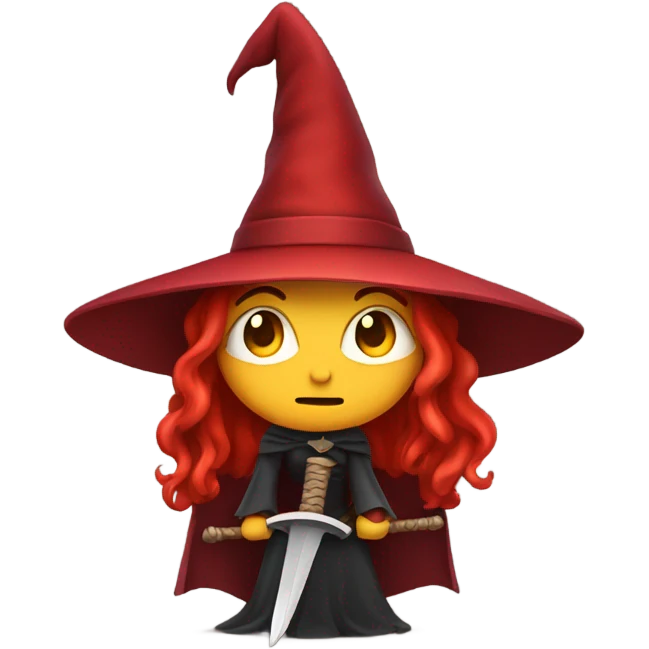Red witch holding a sword emoji