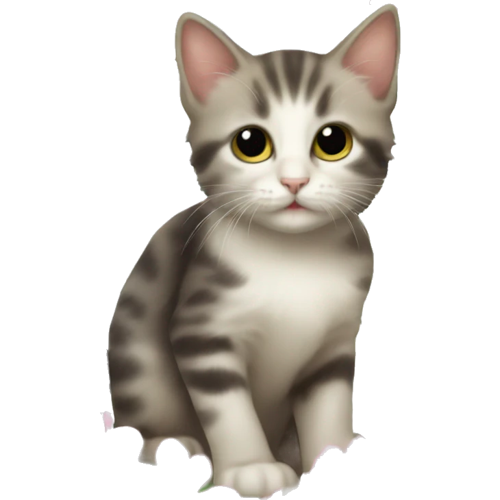 kitten near the flower emoji