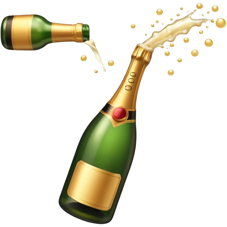 Golden champagne bottle popping emoji