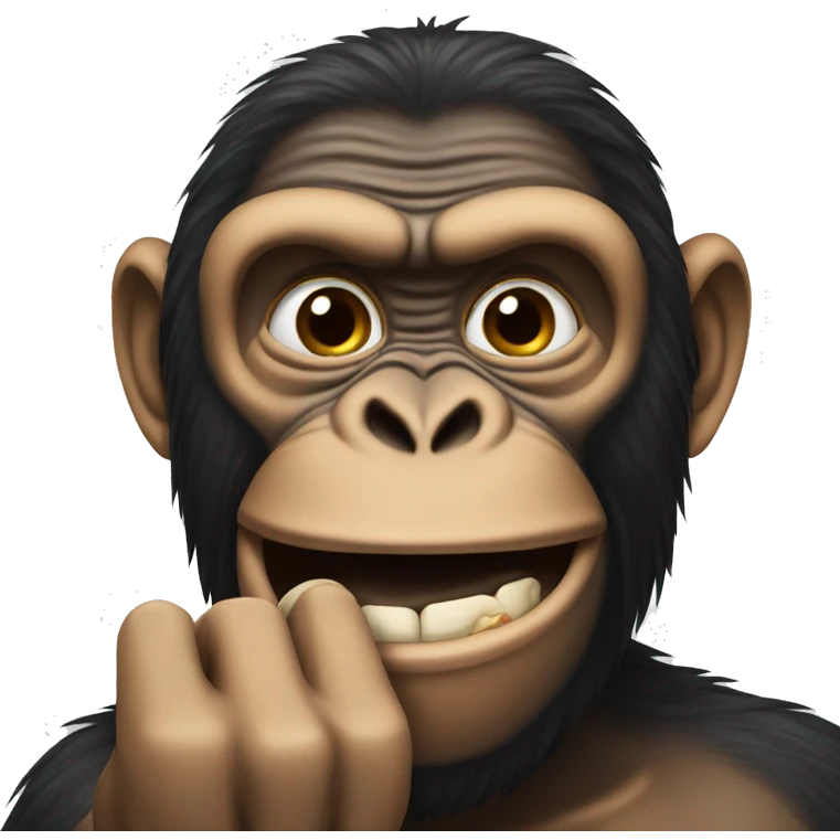 Ape emoji that is holding one finger in front of his mouth emoji