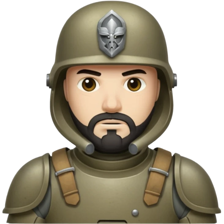 Heavy-armored trooper with short dark beard.































 emoji