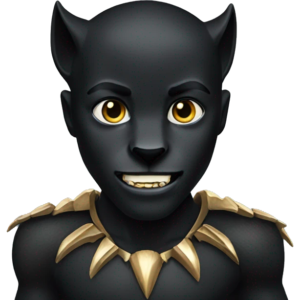 Black panther with golden eyes and golden teeth emoji