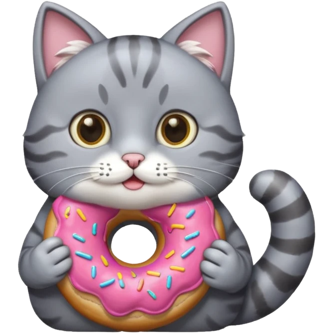 cat grey donut emoji