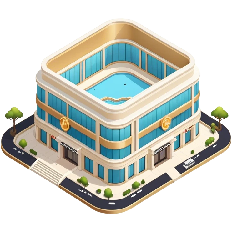 luxury shopping mall isometric exterior view emoji