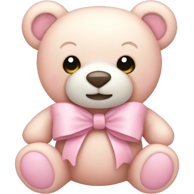 pale pink stuffed bear with bow emoji