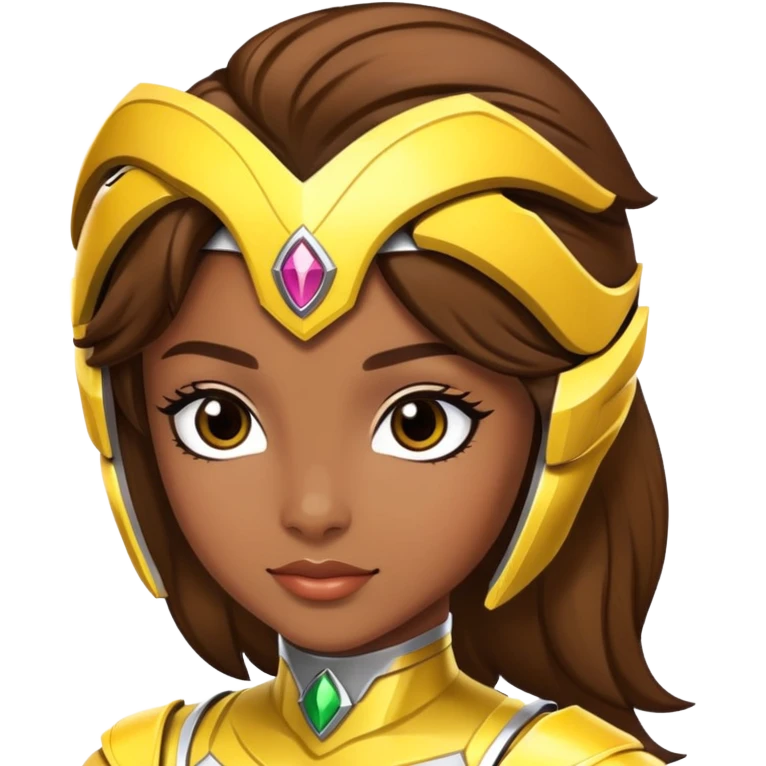 Princess yellow power ranger brown skin brown hair emoji