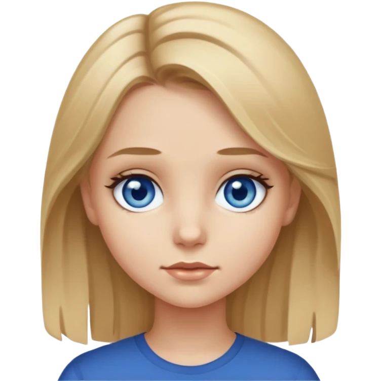 Girl with dirty blonde hair and dark blue eyes emoji