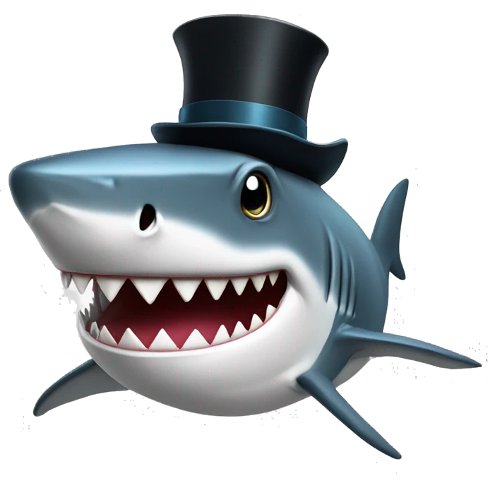 Shark with a top hat emoji