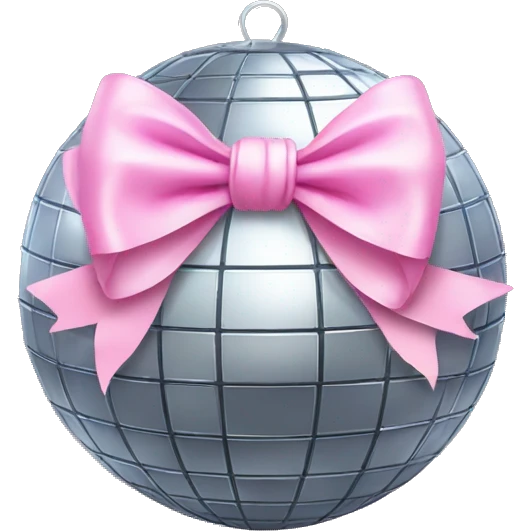 Disco ball with light pink bow emoji