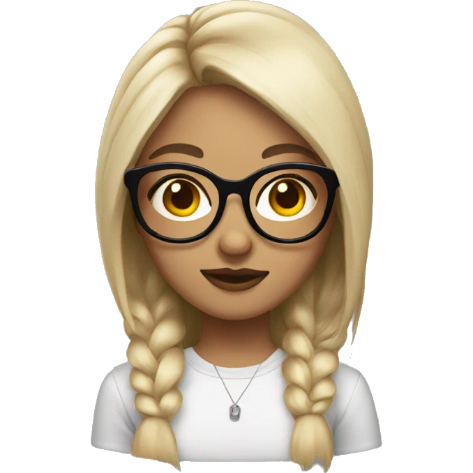 girl with wolfcut and glasses and light skin emoji