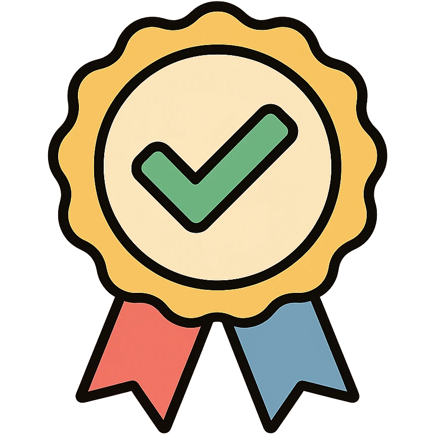 vector icon of a seal of trust with gold and colorful elements, elegant and minimalist flat design, isolated on white background, award badge style, 2D flat vector, trending icon look, soft shadows, no text, perfect for commercial use, icon style, new variation 4 emoji