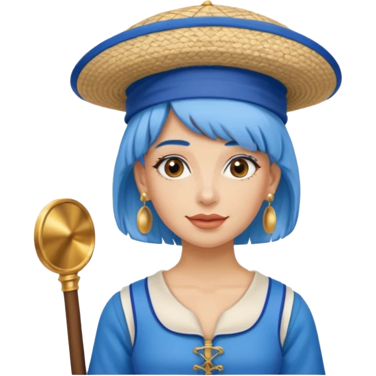 venice gondolier woman fat earring wearing blue hair emoji