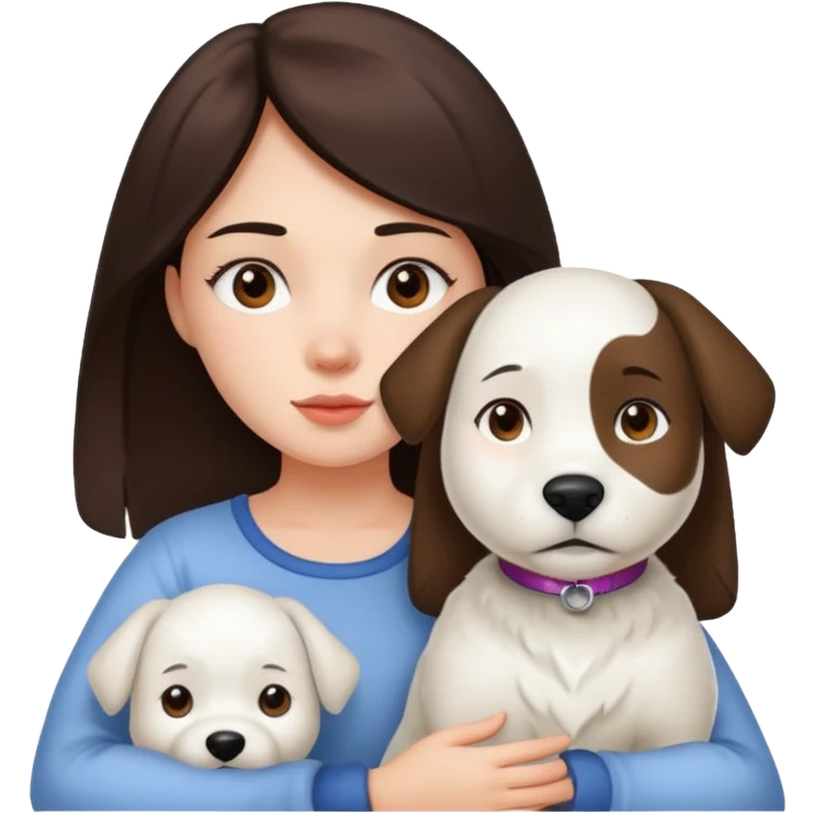 Brunette girl with big white dog emoji