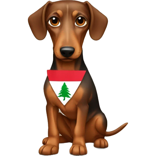 Brown teckel holding a lebanese flag  emoji