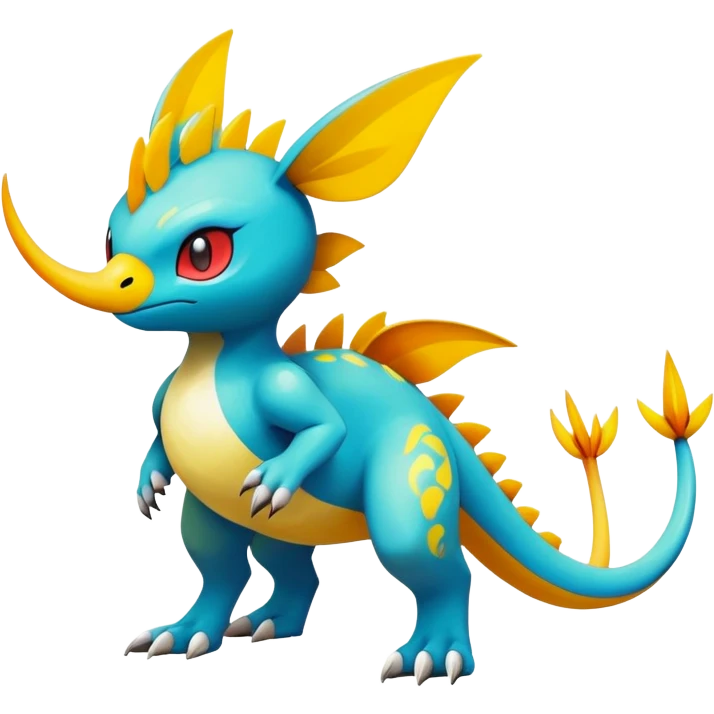 cool exotic fantasy-creature-Fakémon-Pokémon, full body, with markings emoji