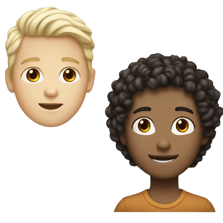 White boy with brown curly hair a white girl with black hair  emoji