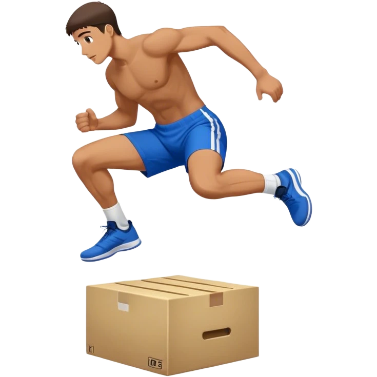 man in blue shorts box-jump exercise side-view emoji