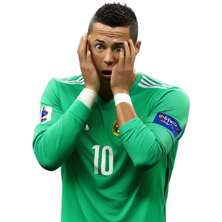 Ronaldo shocked with is two hand on his face emoji