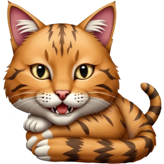 a cat biting the bobcats neck  emoji