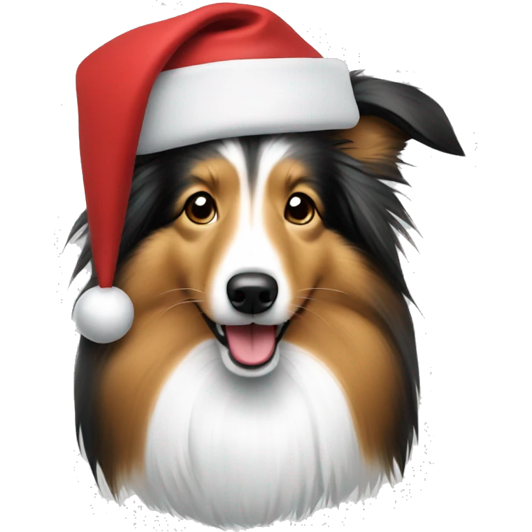 Sheltie wearing Santa hat emoji