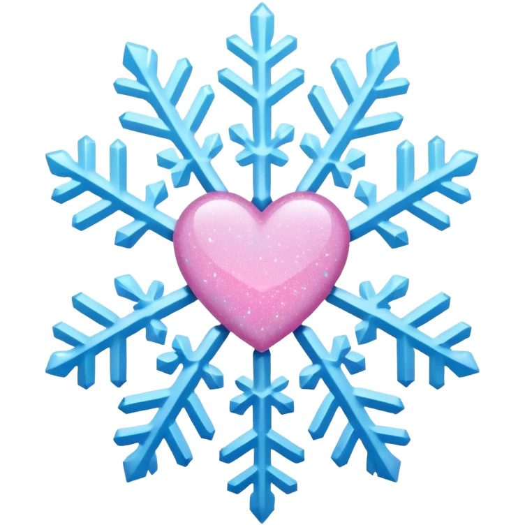 snowflake pink heart color white baby blue and pink glitter glow emoji