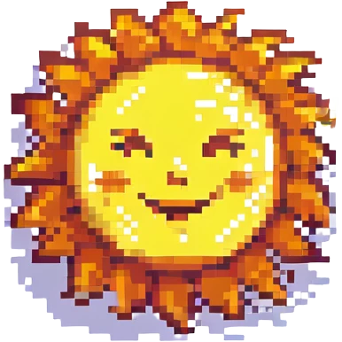 smiling sun pixel art style emoji