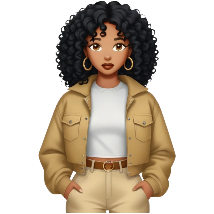 SZA with curly black hair and stylish outfit emoji