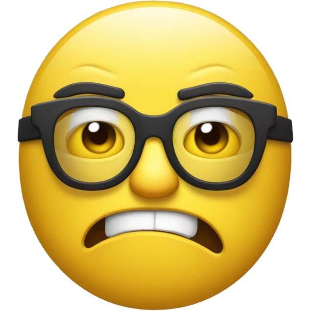 a yellow emoji with very very big glasses the emoji very angry emoji
