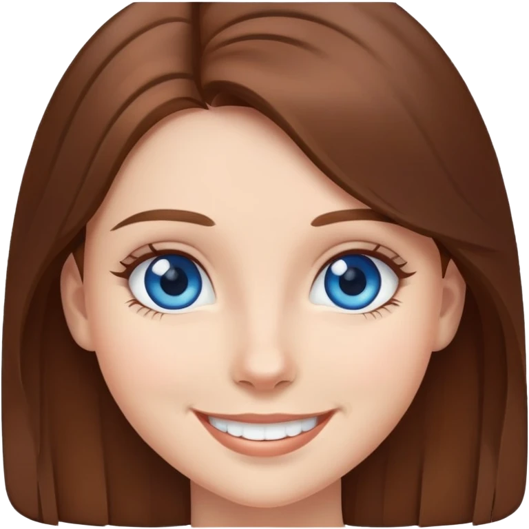 Girl with brown hair and blue eyes smiling  emoji