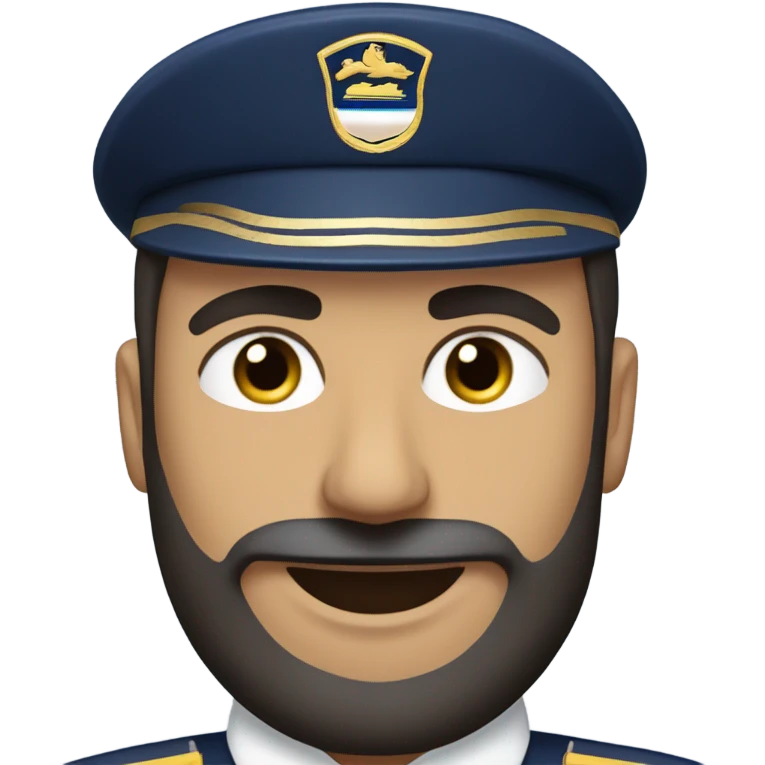 Male Persian Flight attendant with beard at United airlines navy blue uniform 2 epaulet stripes NO HAT emoji