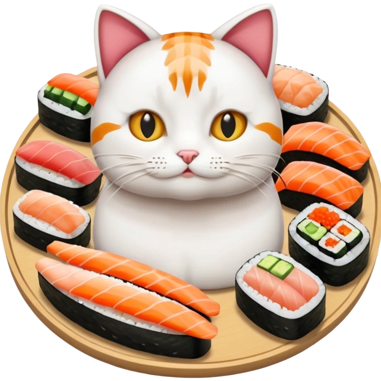 A entire cat body and all and sushi emoji