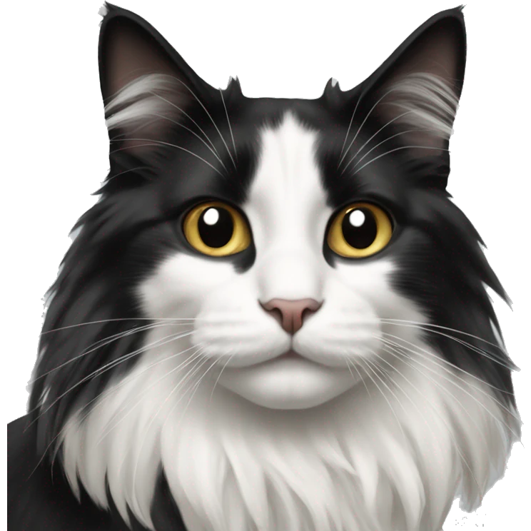 black-and-white cat domestic long-haired emoji