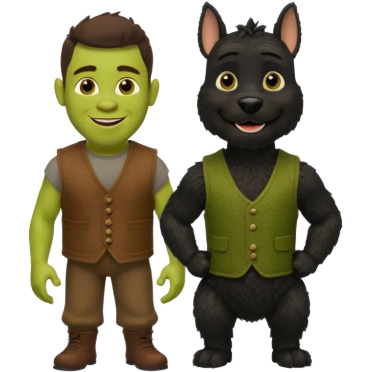 Shrek with a miniature black schnauzer emoji