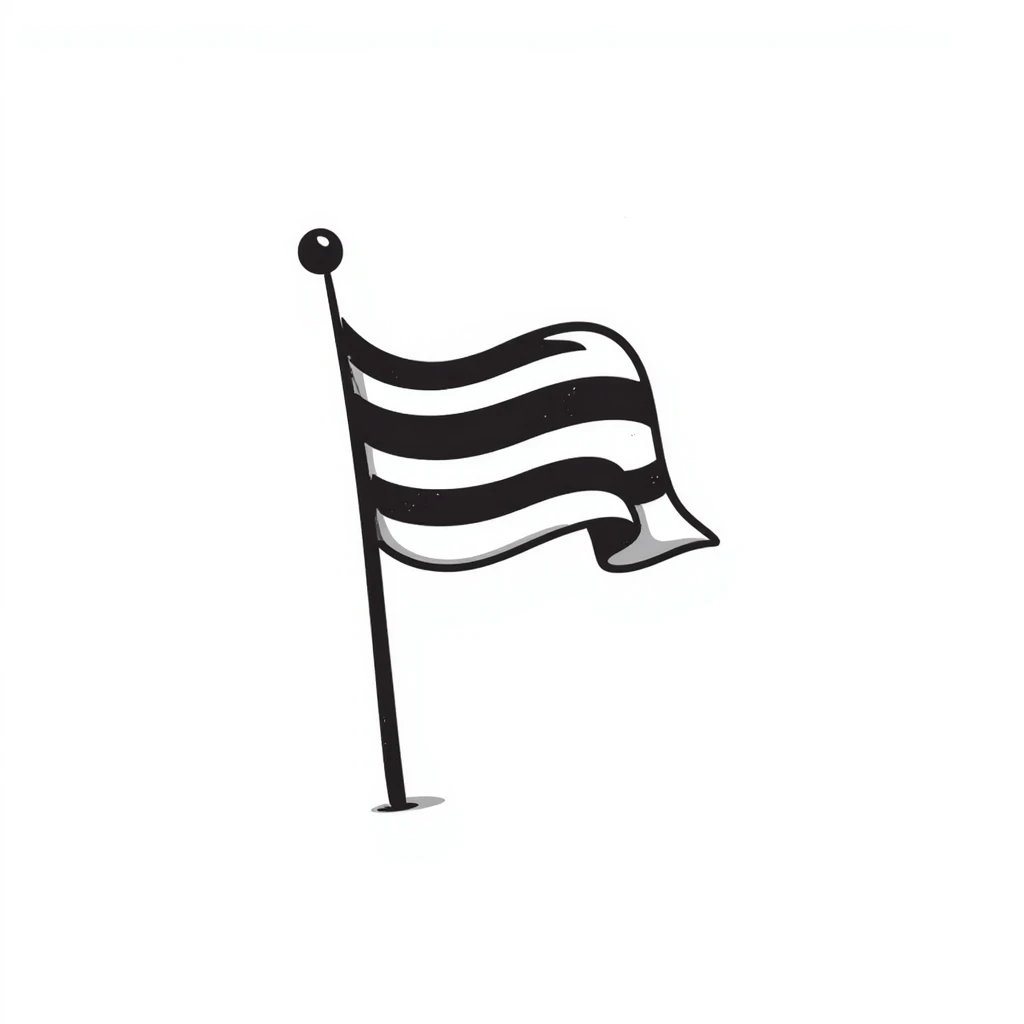 A hand-drawn flag on a flagpole emoji